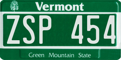 VT license plate ZSP454