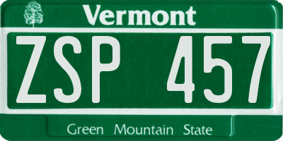 VT license plate ZSP457