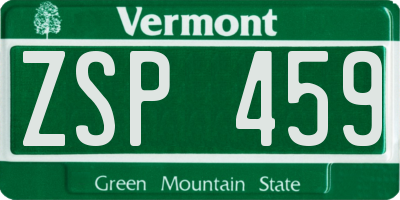 VT license plate ZSP459