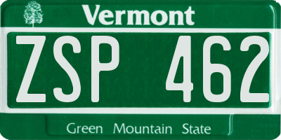 VT license plate ZSP462