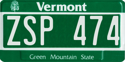 VT license plate ZSP474