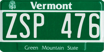 VT license plate ZSP476