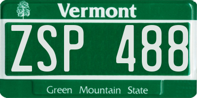 VT license plate ZSP488