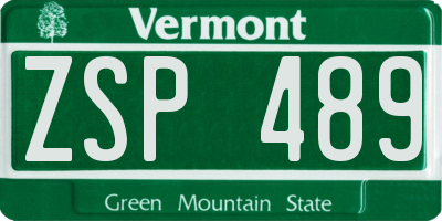 VT license plate ZSP489