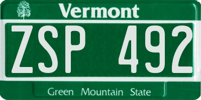 VT license plate ZSP492
