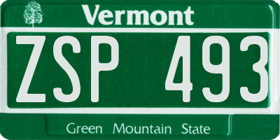 VT license plate ZSP493