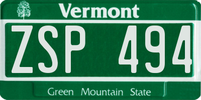 VT license plate ZSP494