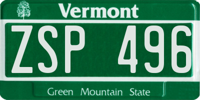 VT license plate ZSP496