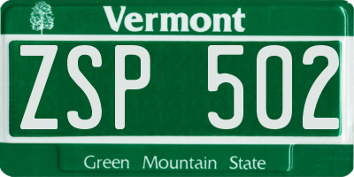 VT license plate ZSP502
