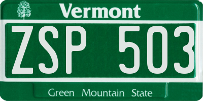 VT license plate ZSP503
