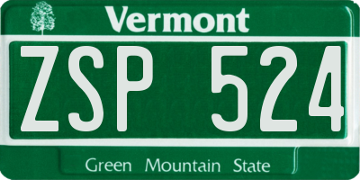VT license plate ZSP524