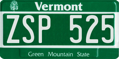 VT license plate ZSP525