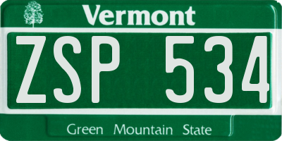 VT license plate ZSP534