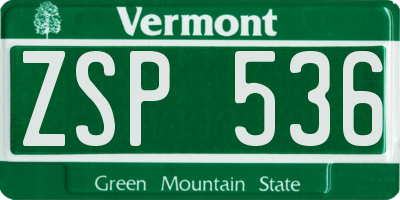 VT license plate ZSP536