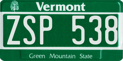 VT license plate ZSP538