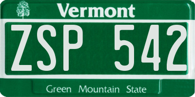 VT license plate ZSP542