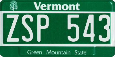 VT license plate ZSP543