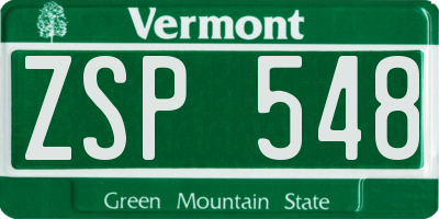 VT license plate ZSP548