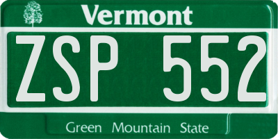 VT license plate ZSP552