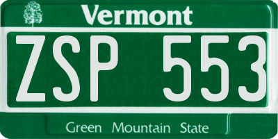 VT license plate ZSP553