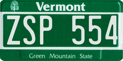 VT license plate ZSP554