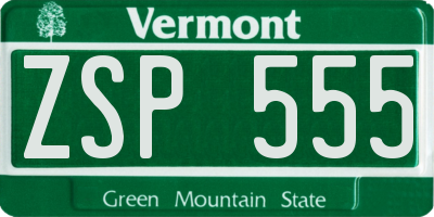 VT license plate ZSP555
