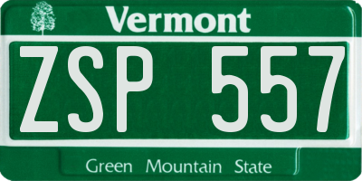 VT license plate ZSP557