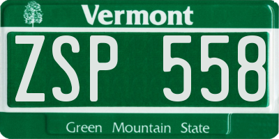 VT license plate ZSP558