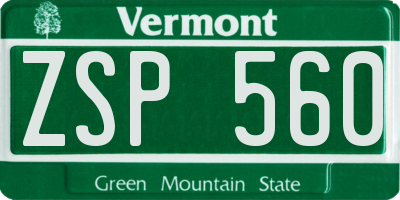 VT license plate ZSP560