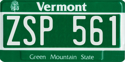VT license plate ZSP561