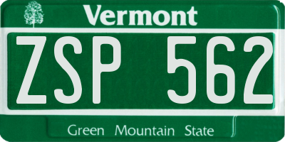VT license plate ZSP562