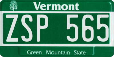 VT license plate ZSP565