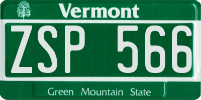 VT license plate ZSP566