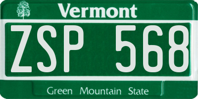 VT license plate ZSP568
