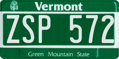 VT license plate ZSP572