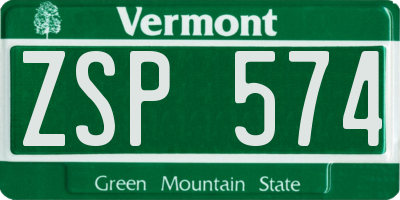 VT license plate ZSP574