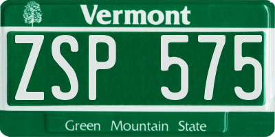 VT license plate ZSP575