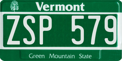 VT license plate ZSP579