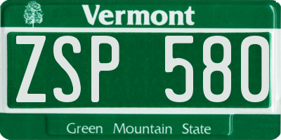 VT license plate ZSP580