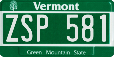 VT license plate ZSP581