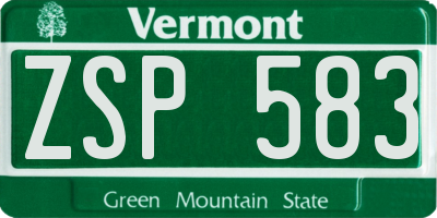 VT license plate ZSP583