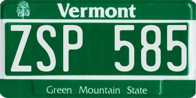 VT license plate ZSP585