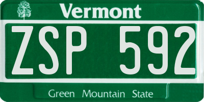 VT license plate ZSP592