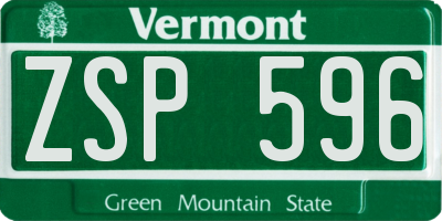 VT license plate ZSP596