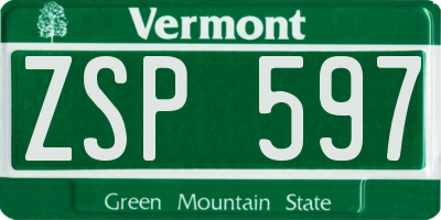 VT license plate ZSP597