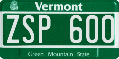 VT license plate ZSP600