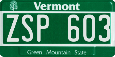 VT license plate ZSP603