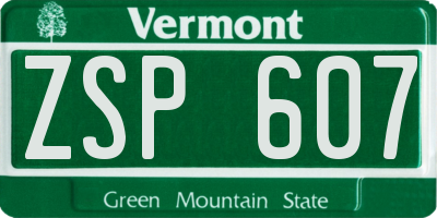 VT license plate ZSP607