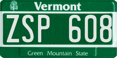 VT license plate ZSP608