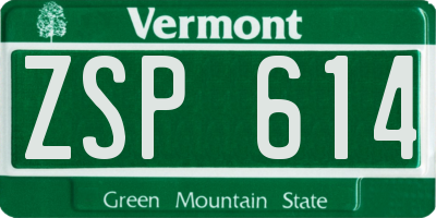 VT license plate ZSP614
